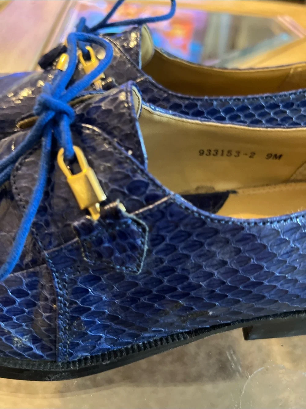 Giorgio Brutini Genuine  Snakeskin Blue Exotic Derby Men’s Dress Shoes 9M